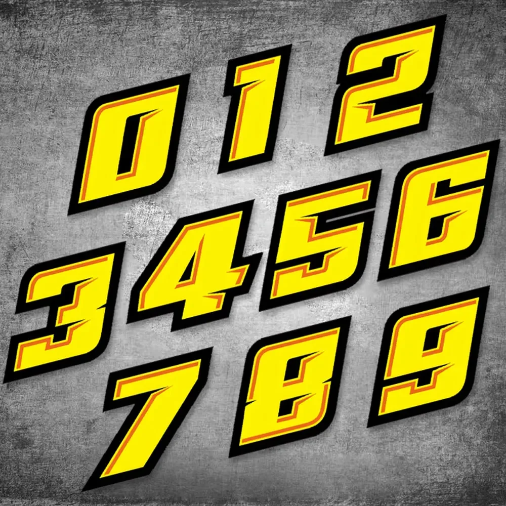 Motorcycle Gear Yellow - 0123456789 Yellow Number Car Motorcycle Stickers