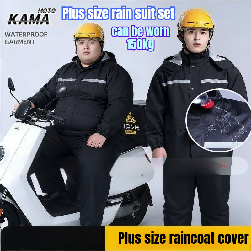 Motorcycle Gear Mens - 9XL Fat Man Reflective Waterproof Raincoat