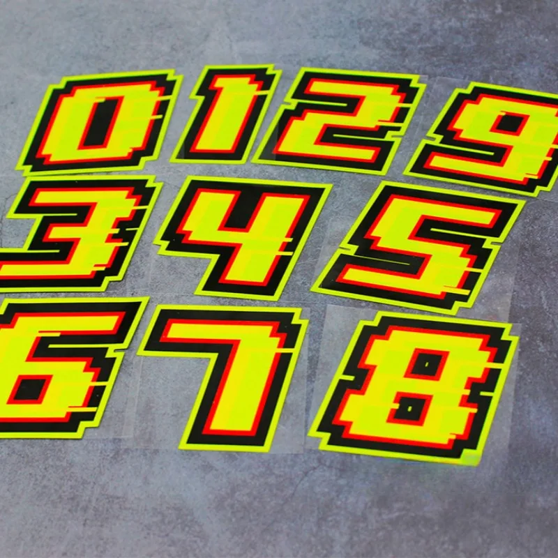 Motorcycle Gear Yellow - 0123456789 Yellow Numbers Motorcycle Stickers Number