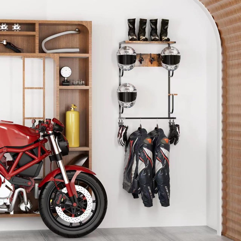 Wooden Wall Mounted Helmet Hol - đánh giá và giá Motorcycle Gear Display Rack