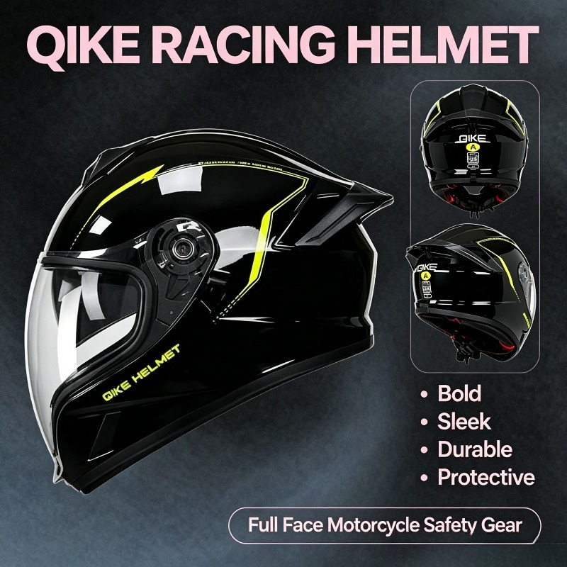 Qike Yellow Track Full Face Mo - đánh giá và giá Motorcycle Gear Yellow