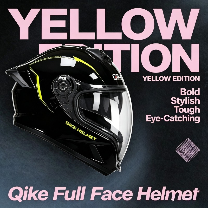 Qike Yellow Track Full Face Mo - đánh giá và giá Motorcycle Gear Yellow