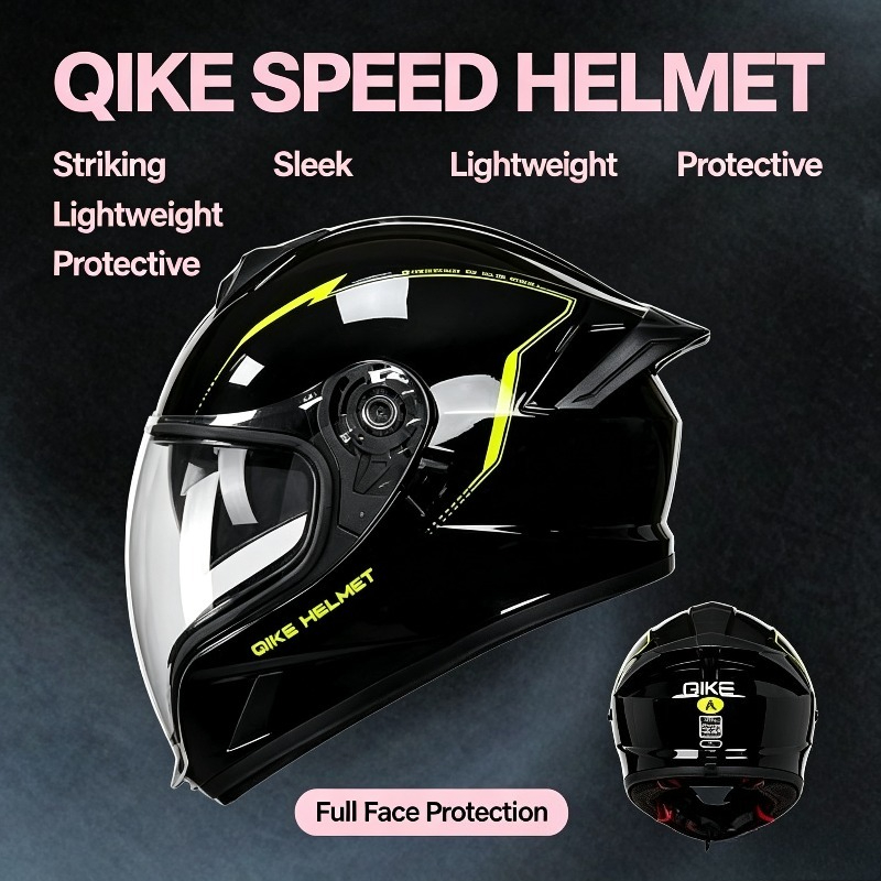 Qike Yellow Track Full Face Mo - đánh giá và giá Motorcycle Gear Yellow