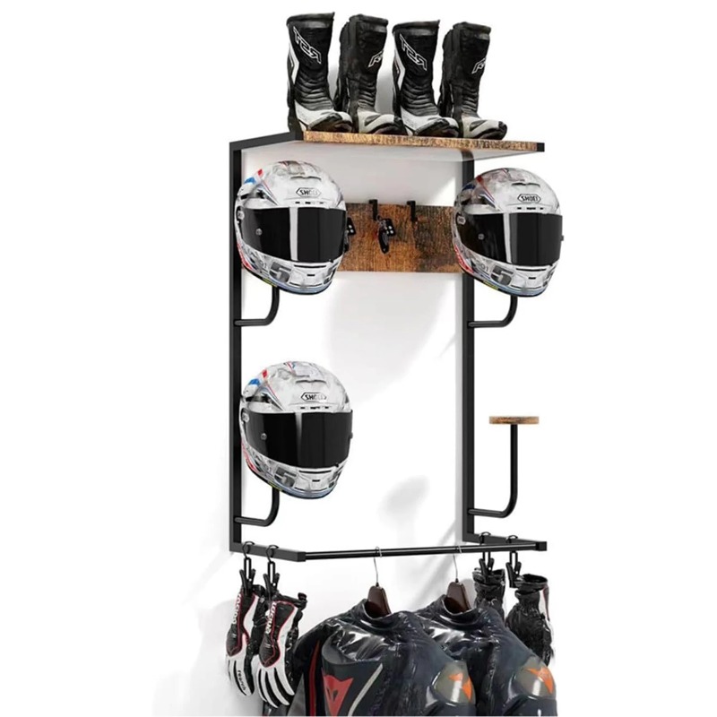 Wood Color Motorcycle Helmet W - đánh giá và giá Motorcycle Gear Display Rack