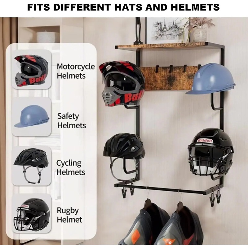 Wood Color Motorcycle Helmet W - đánh giá và giá Motorcycle Gear Display Rack