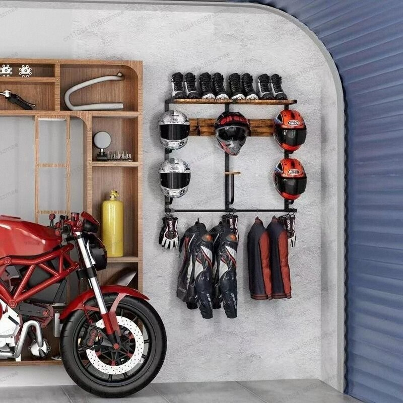 Wall-mounted helmet rack, mult - đánh giá và giá Motorcycle Gear Garage Storage
