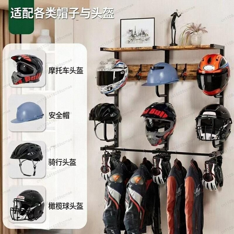Wall-mounted helmet rack, mult - đánh giá và giá Motorcycle Gear Garage Storage