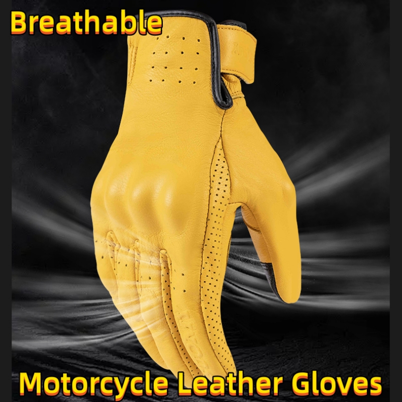 Non-Perforated Yellow Retro Le - đánh giá và giá Motorcycle Gear Yellow