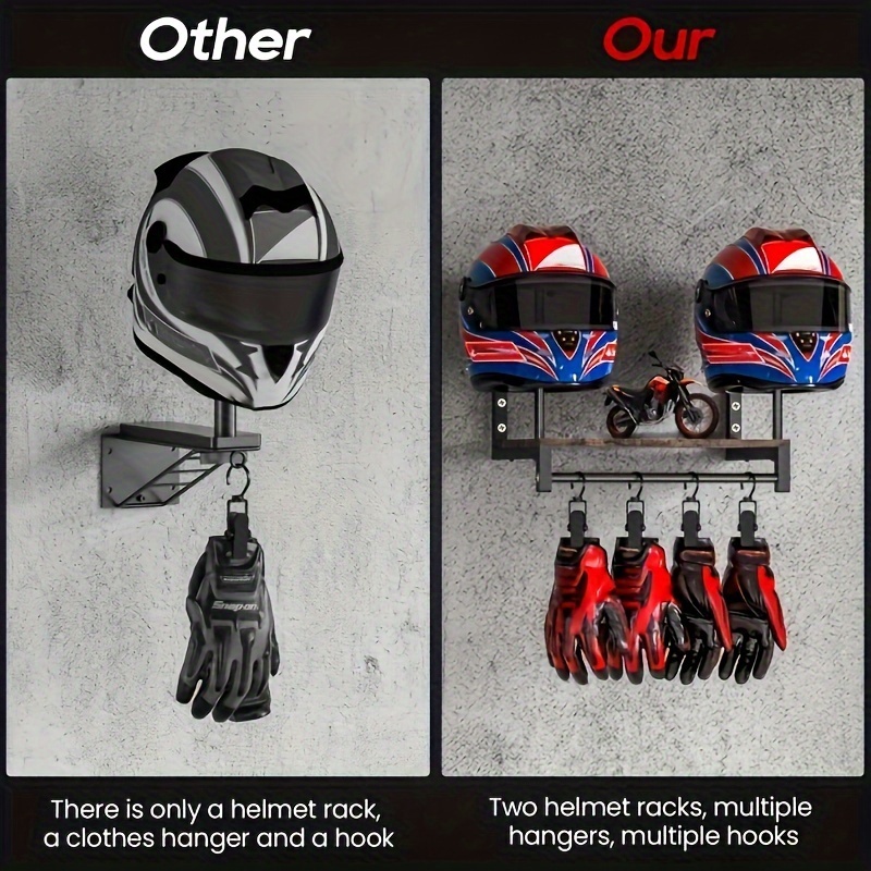 Wall-Mounted Motorcycle Helmet - đánh giá và giá Motorcycle Gear Display Rack