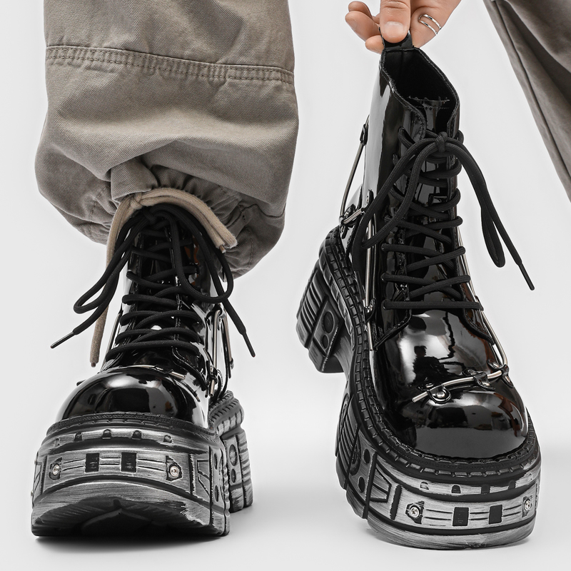 New Men Punk Style Thick Soled - đánh giá và giá Motorcycle Gear Pattern