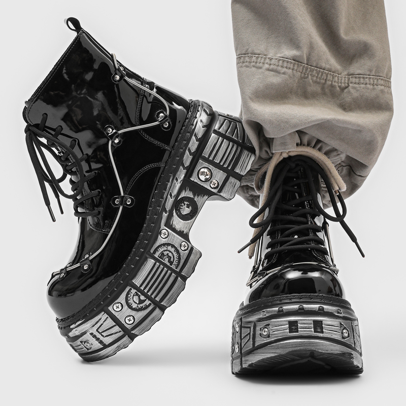 New Men Punk Style Thick Soled - đánh giá và giá Motorcycle Gear Pattern