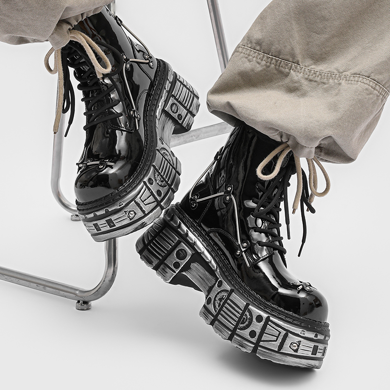 New Men Punk Style Thick Soled - đánh giá và giá Motorcycle Gear Pattern
