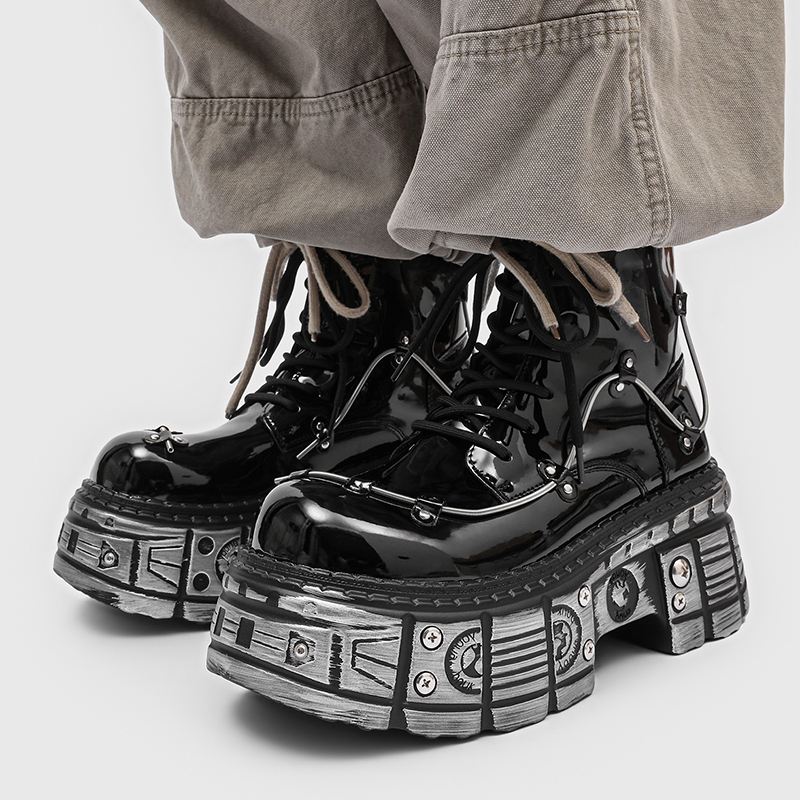 New Men Punk Style Thick Soled - đánh giá và giá Motorcycle Gear Pattern