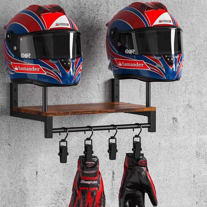 Wall Mount Wooden Helmet Holde - đánh giá và giá Motorcycle Gear Display Rack