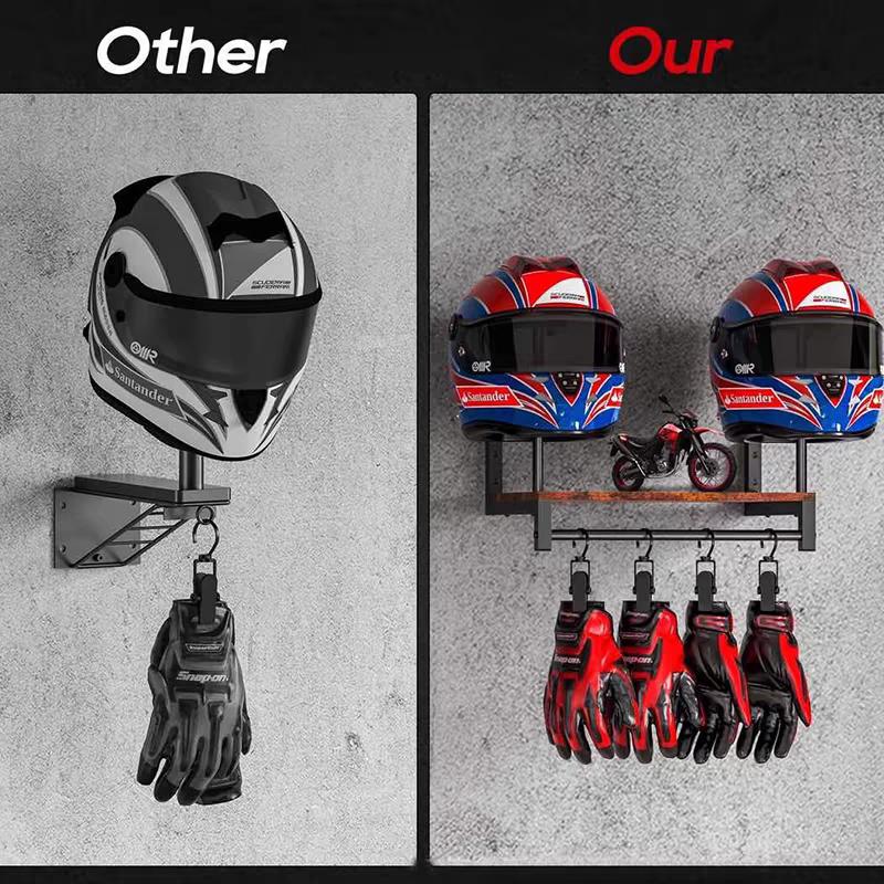 Wall Mount Wooden Helmet Holde - đánh giá và giá Motorcycle Gear Display Rack